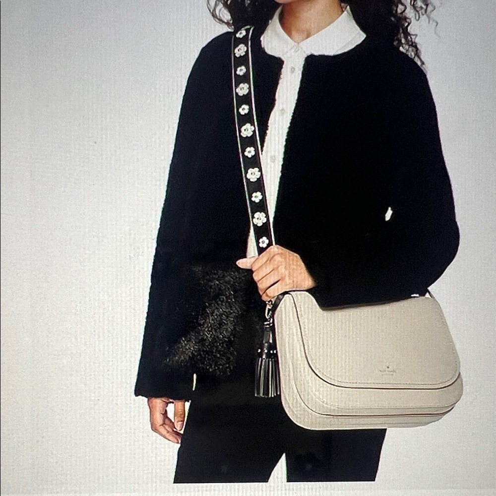 Kate Spade Adoranle Crescent Street Lietta Cream Leather Crossbody Shoulder Bag